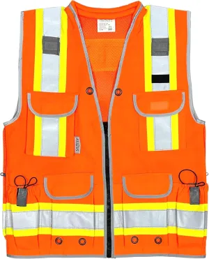A Reflective Safety Vest For men Class 2 Heavy Woven Two Tone Engineer Hi Viz Safety Vest 3M Tape