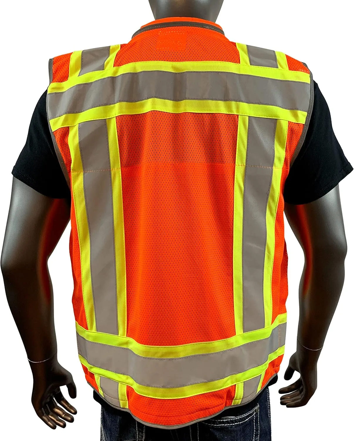 A Reflective Safety Vest For men Class 2 Heavy Woven Two Tone Engineer Hi Viz Safety Vest 3M Tape