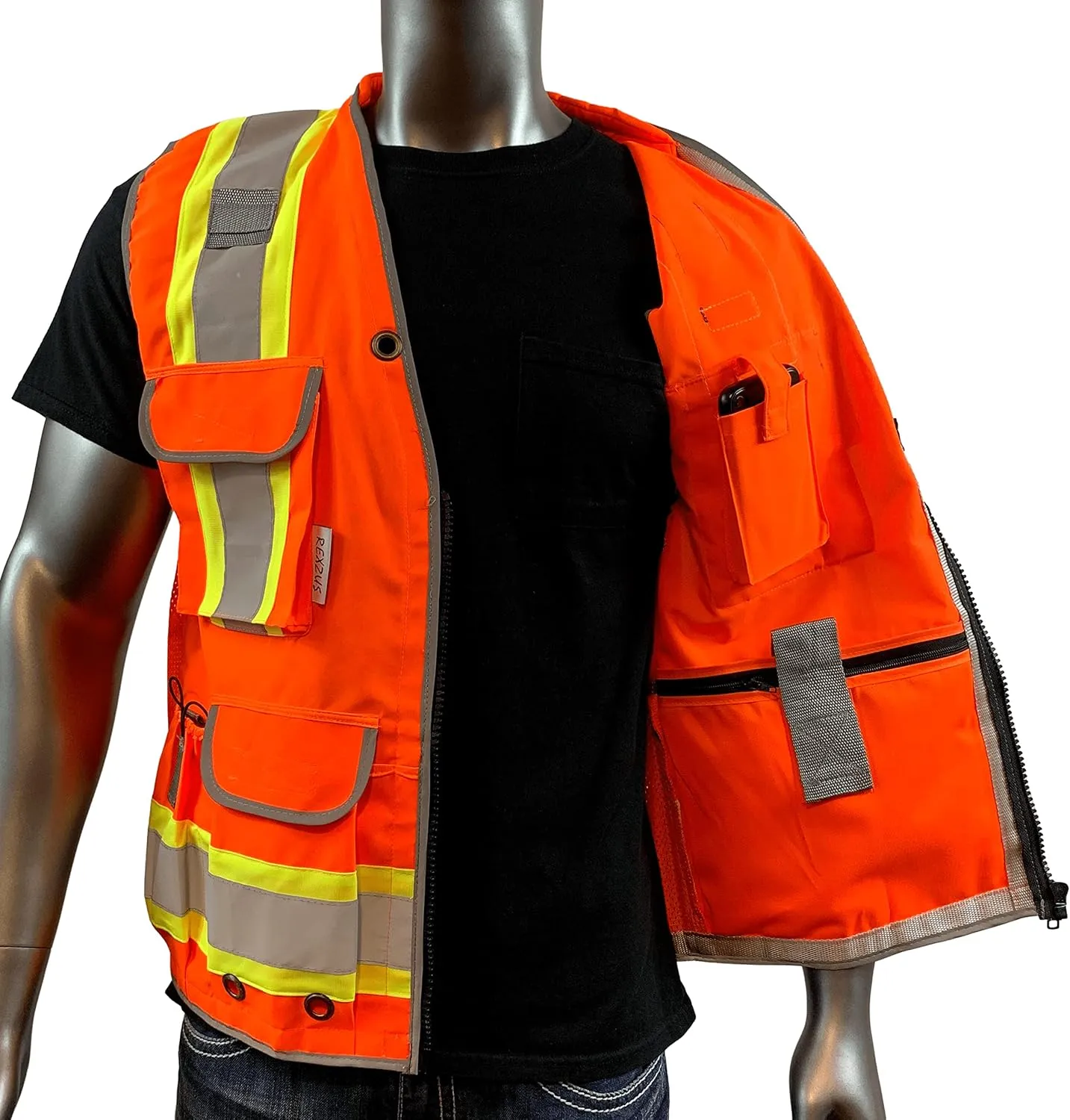A Reflective Safety Vest For men Class 2 Heavy Woven Two Tone Engineer Hi Viz Safety Vest 3M Tape