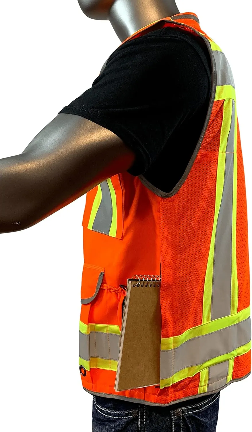 A Reflective Safety Vest For men Class 2 Heavy Woven Two Tone Engineer Hi Viz Safety Vest 3M Tape