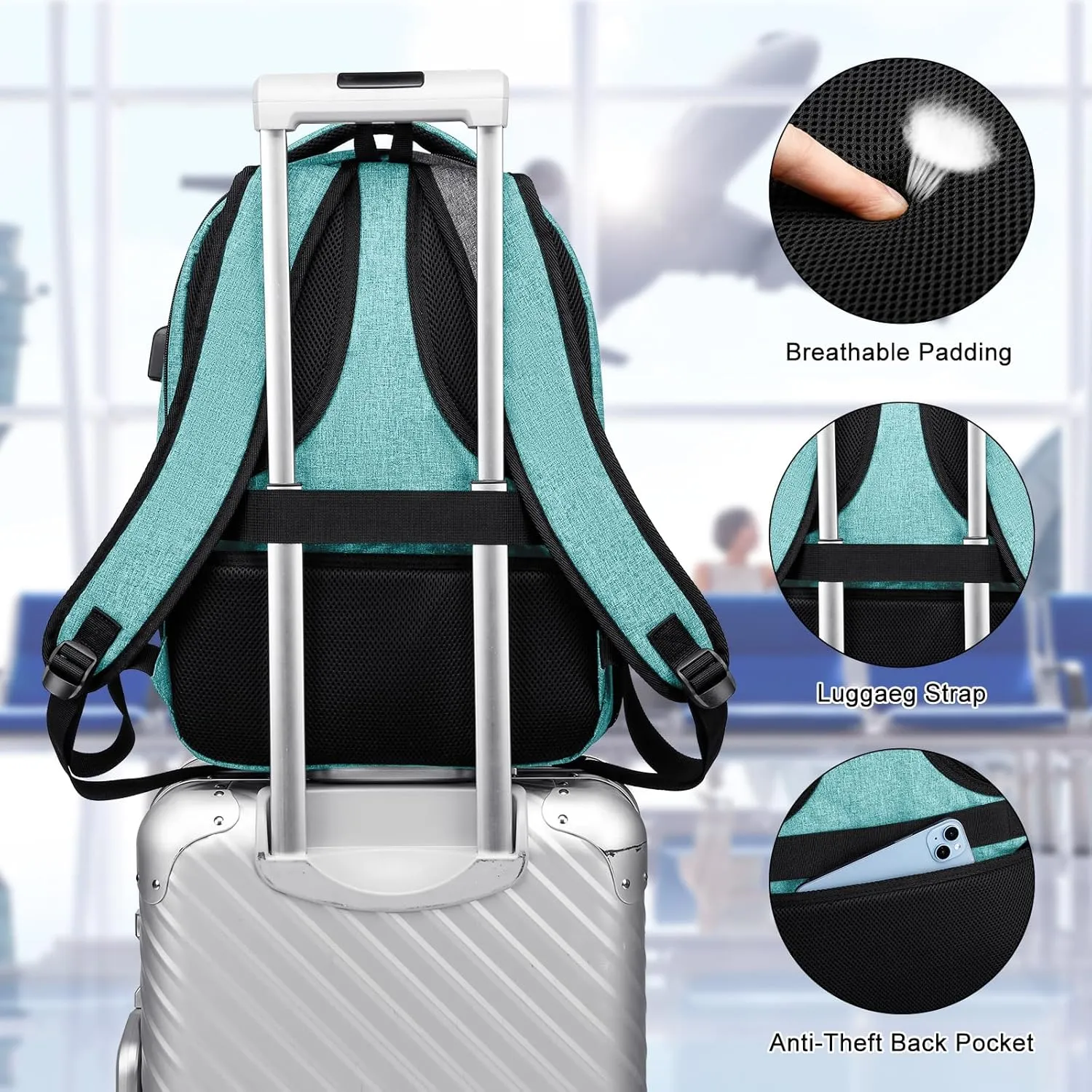 Backpack for Men and Women, Backpack for School Teen Boys, Business Travel Water Resistant Sturdy 15.6 Inch Laptops Back Pack with USB Charging Port, College School Computer Bag Gift
