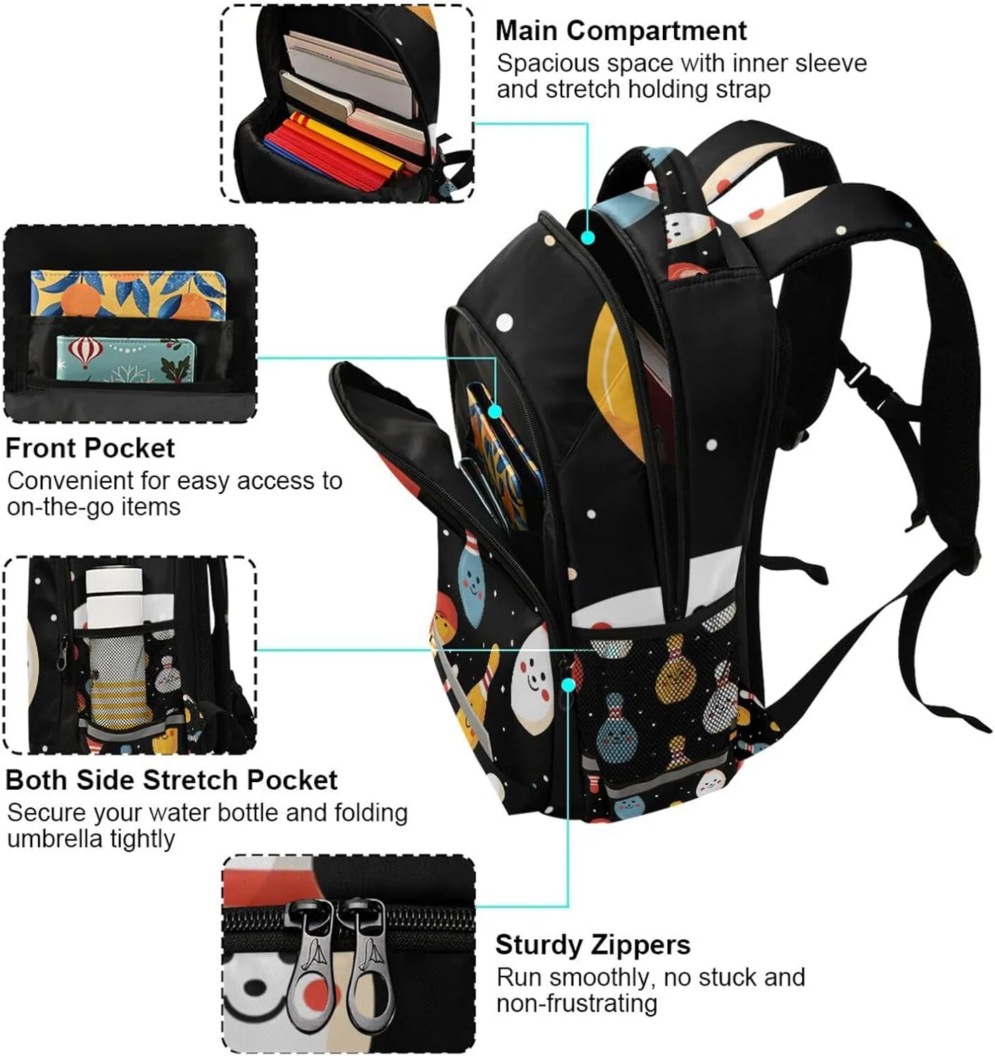 Bowling School Backpack for Boys Girls Elementary School Bag Daypack,13L