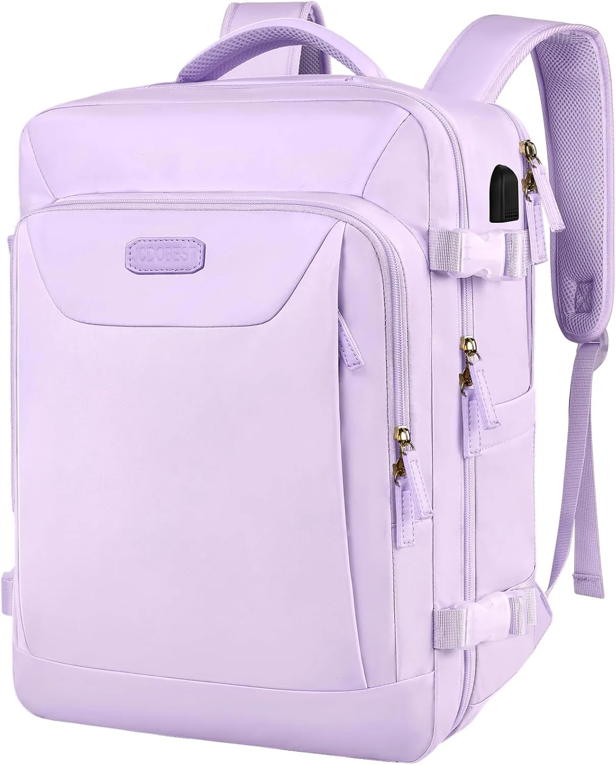 Carry on Backpack, 40L Flight Approved Large Travel Laptop Backpack with USB Charge Port, 17 Inch Water Resistant Luggage Computer Daypack College Weekender Overnight Bag for Men & Women, purple 