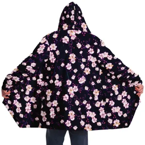 Cherry Blossom Cloak Microfleece Cloak - Black or White Lining