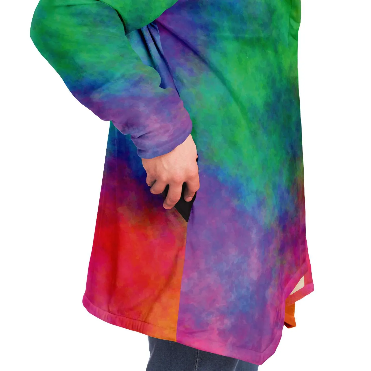 Color Cloud Cloak with Hood and Pockets - Black or White Fleece