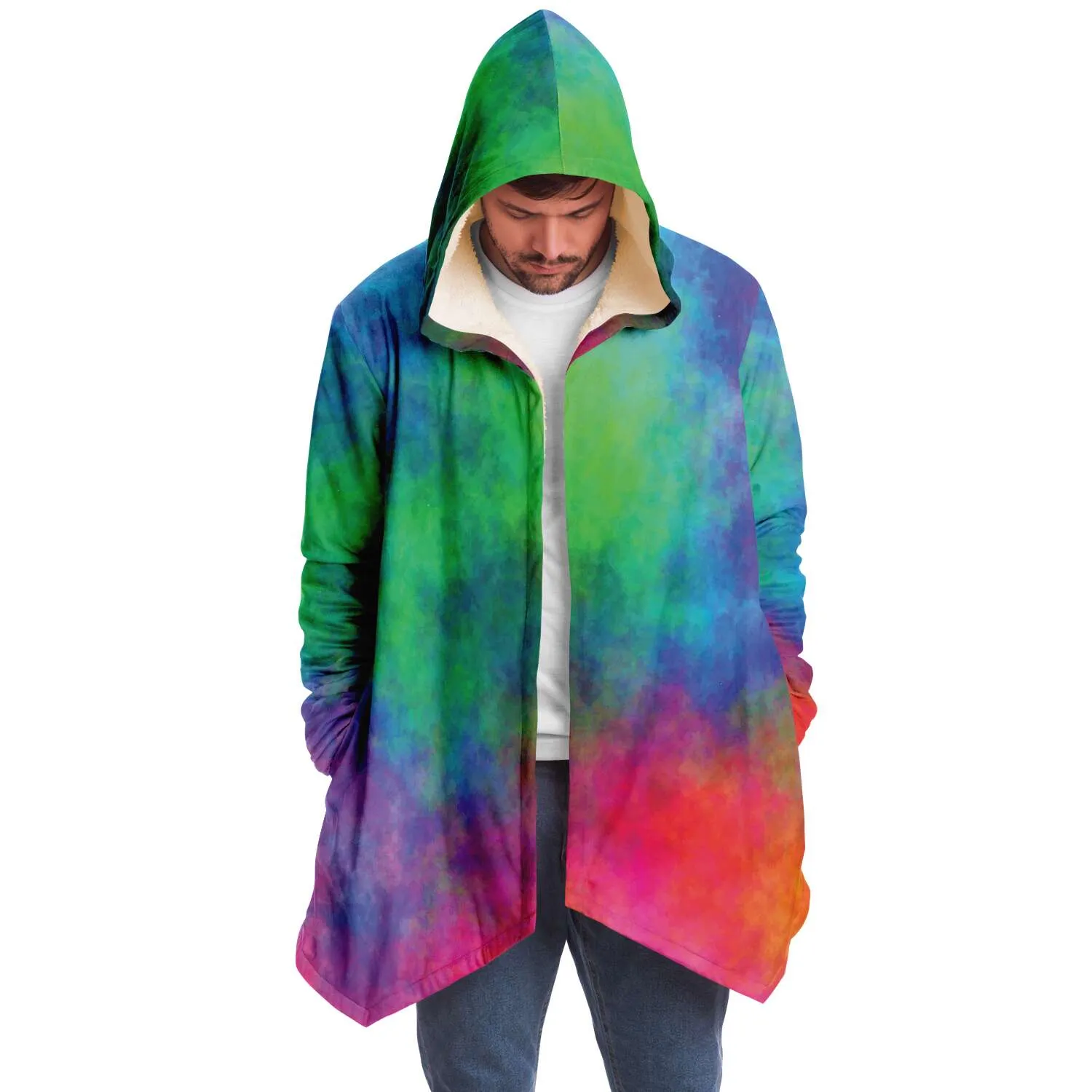 Color Cloud Cloak with Hood and Pockets - Black or White Fleece