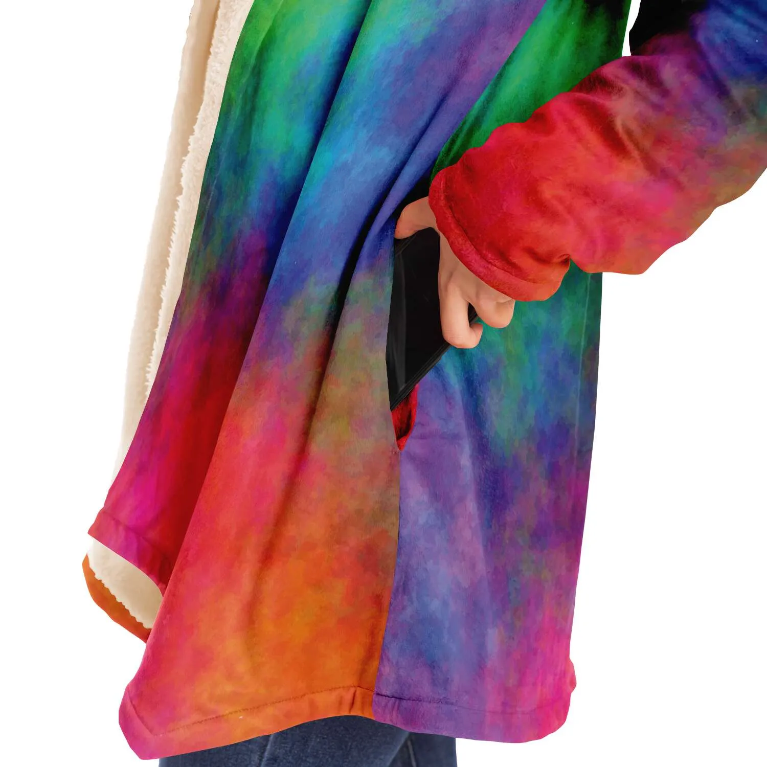 Color Cloud Cloak with Hood and Pockets - Black or White Fleece