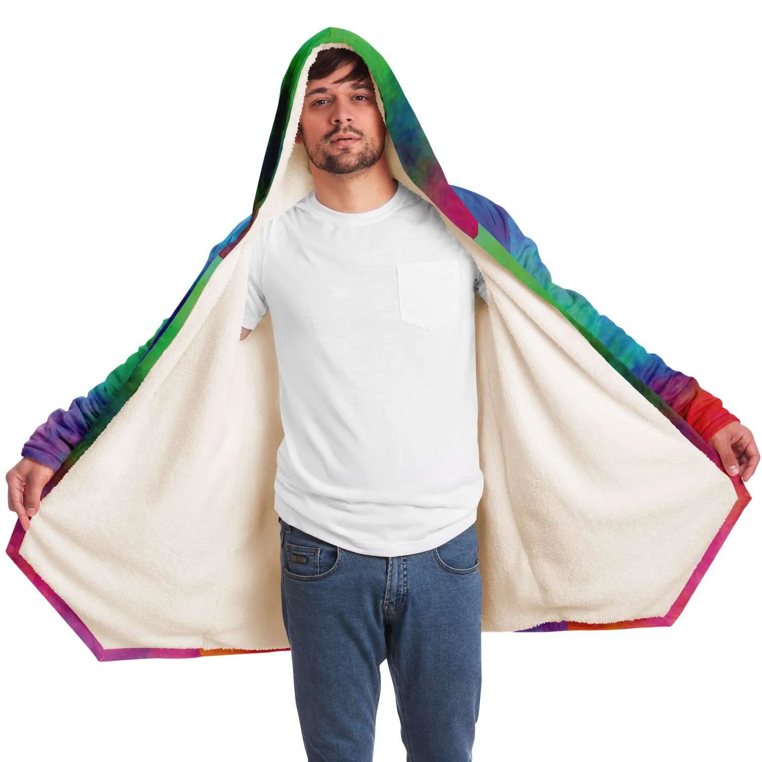 Color Cloud Cloak with Hood and Pockets - Black or White Fleece