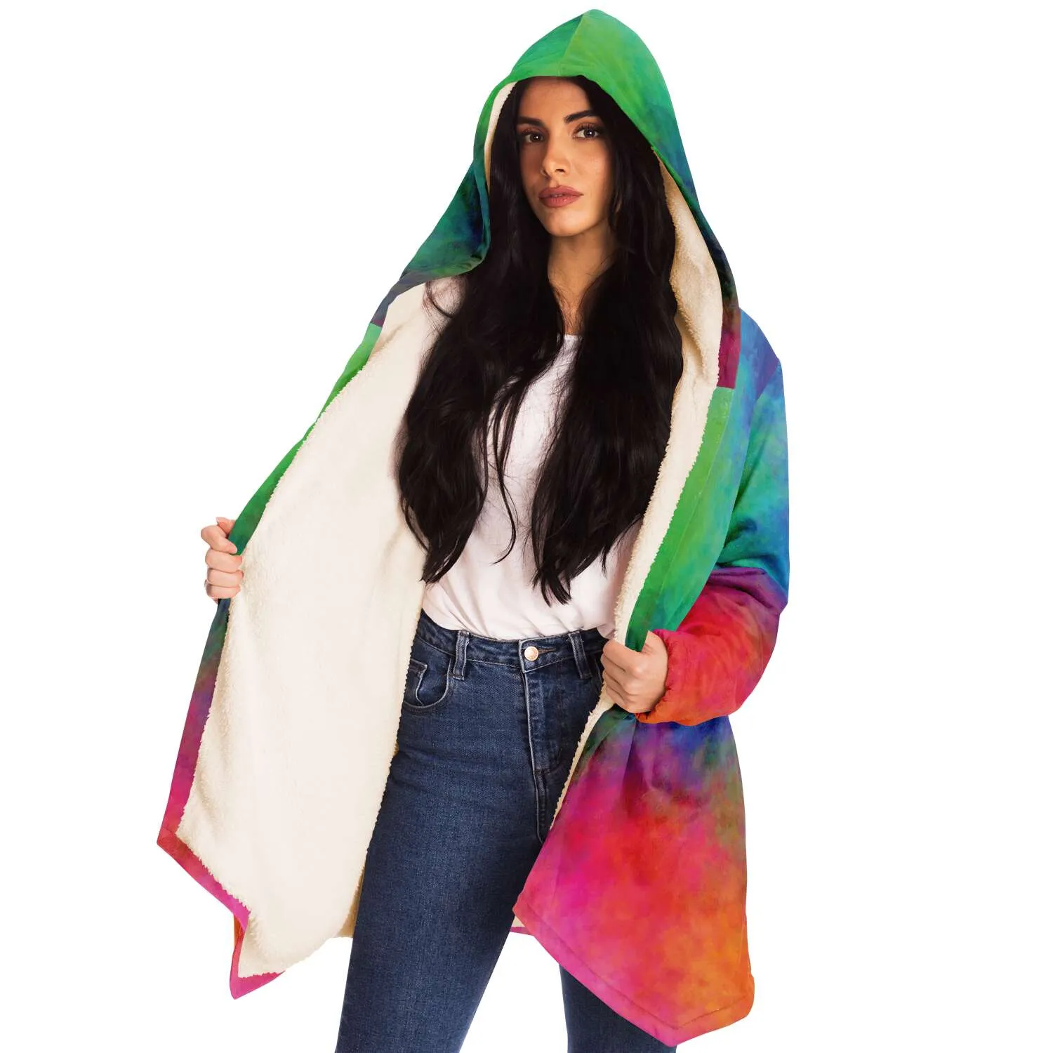 Color Cloud Cloak with Hood and Pockets - Black or White Fleece