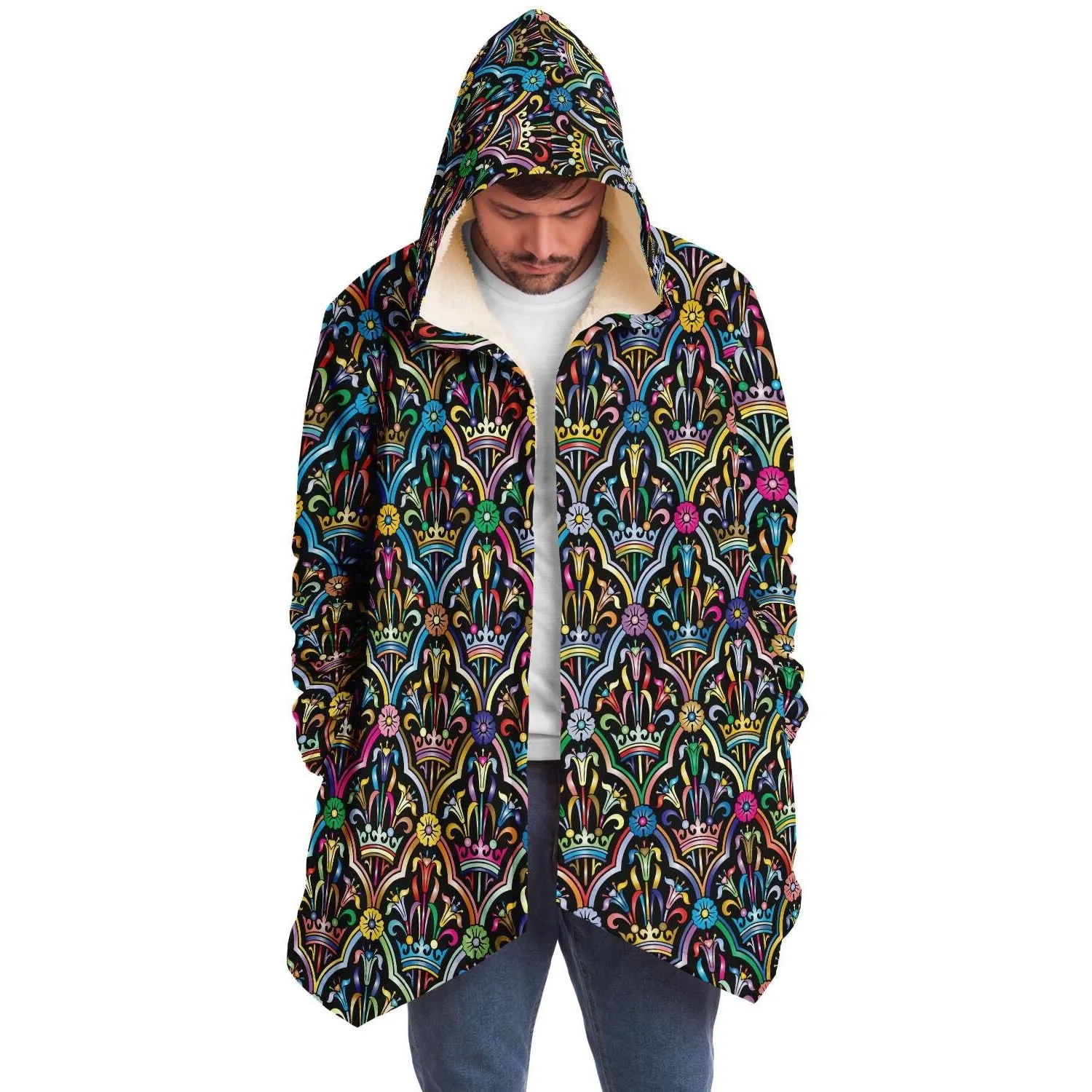 Colorful Glass Windows Cloak -Black or White Fleece