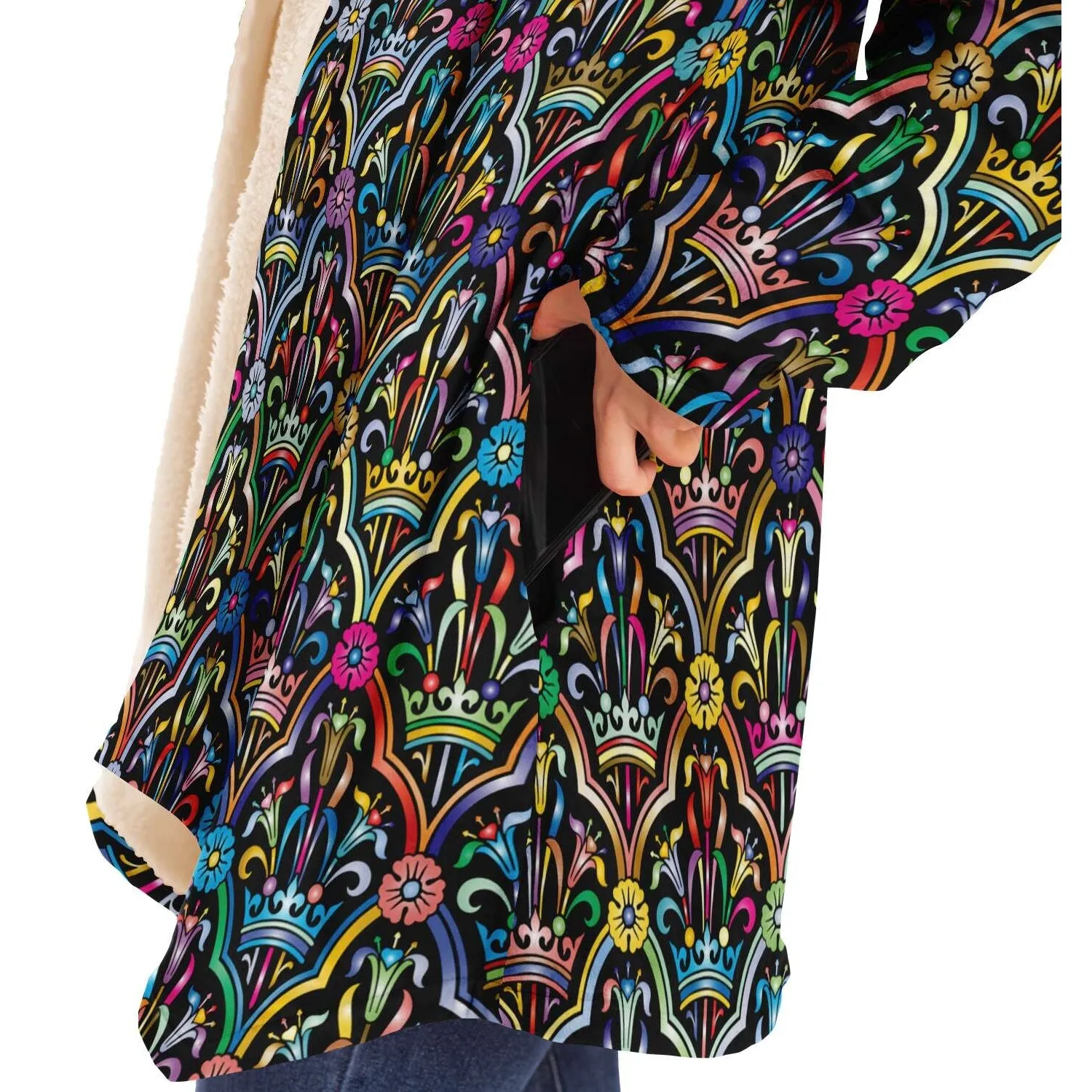 Colorful Glass Windows Cloak -Black or White Fleece