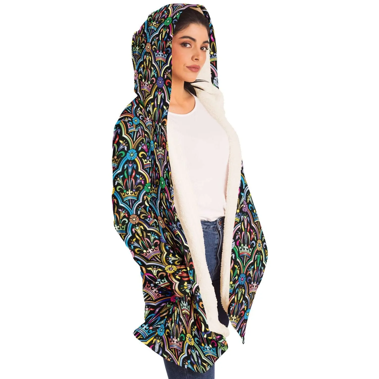 Colorful Glass Windows Cloak -Black or White Fleece