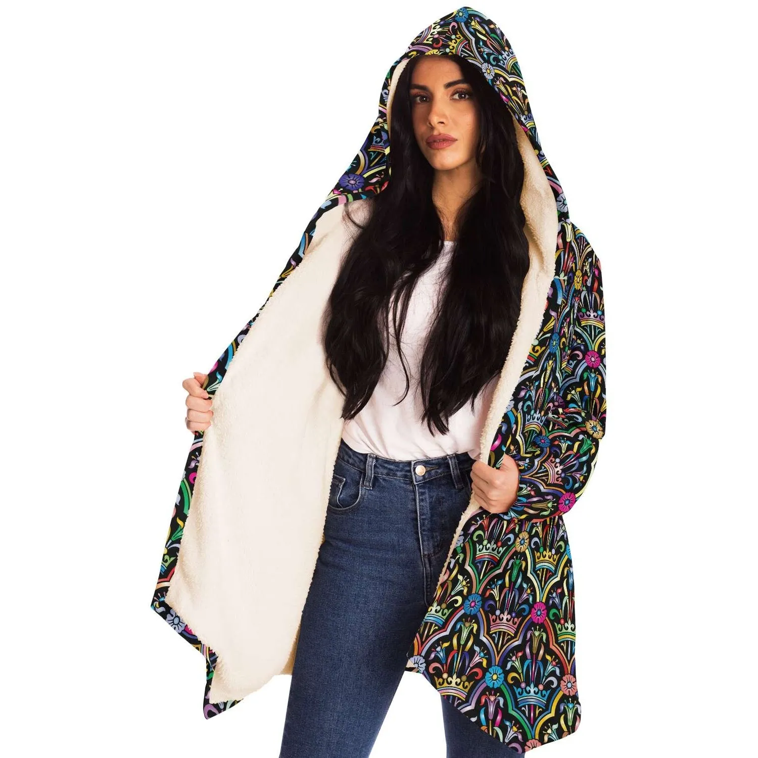 Colorful Glass Windows Cloak -Black or White Fleece