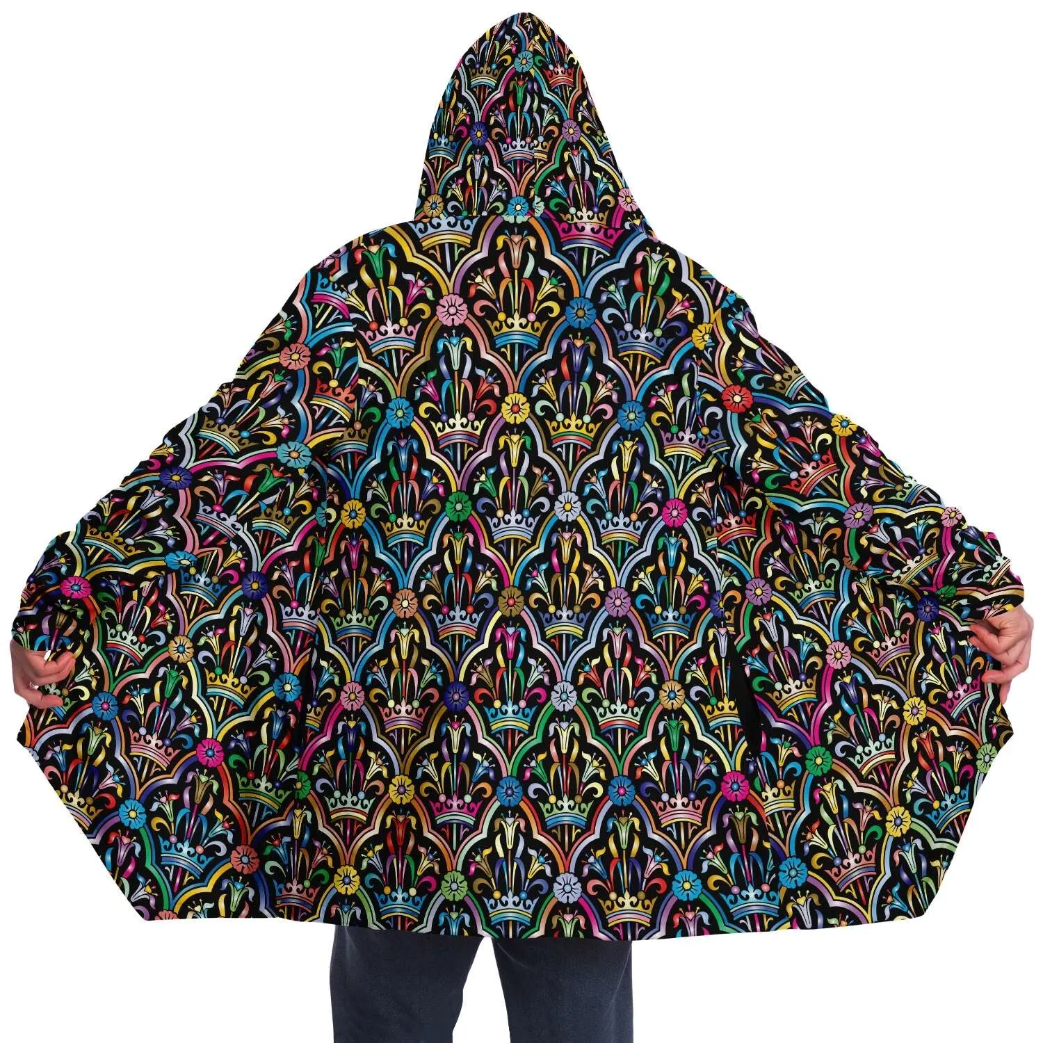 Colorful Glass Windows Cloak -Black or White Fleece
