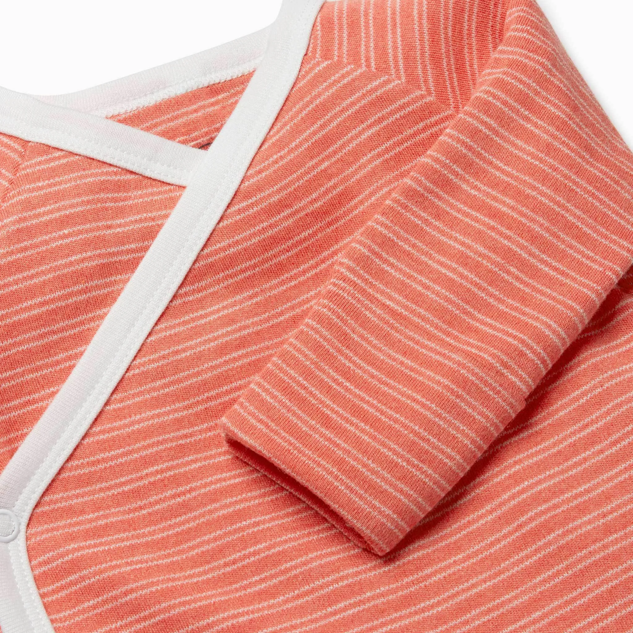 Coral Stripe Long Sleeve Kimono Bodysuit