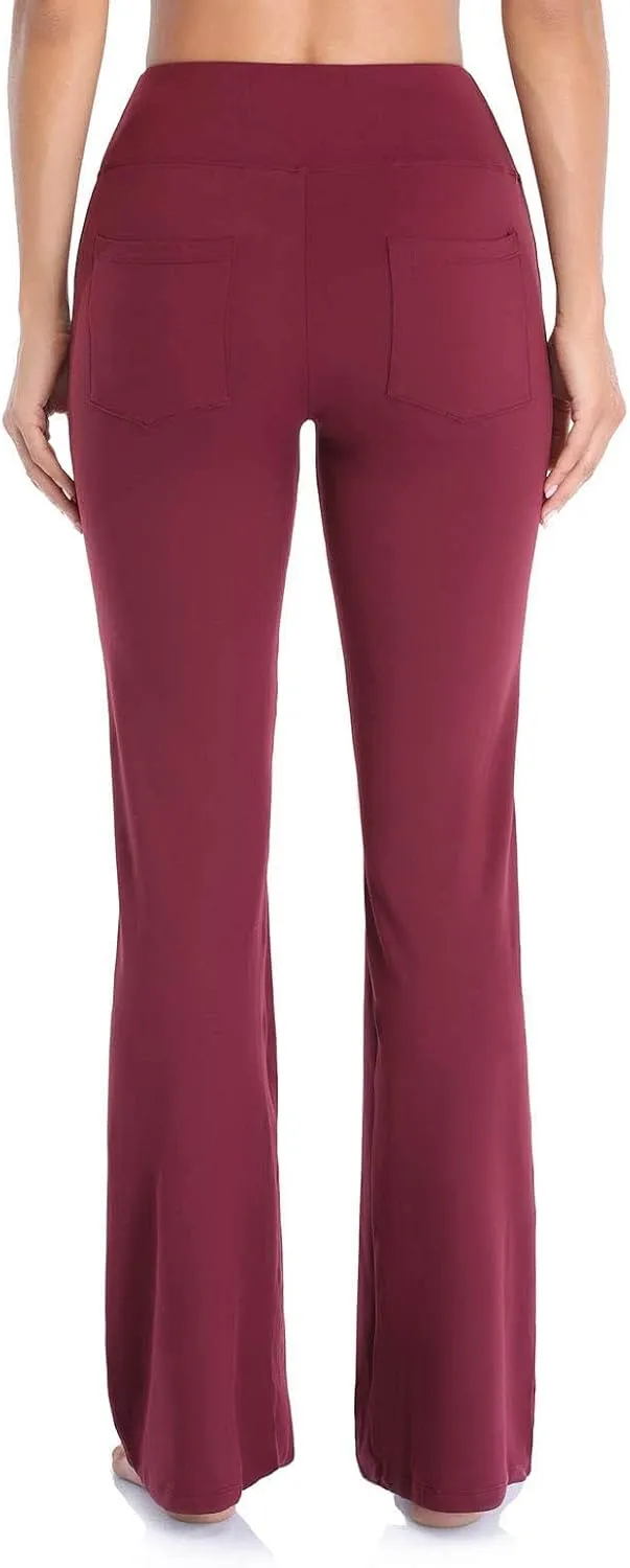 CRNTCEM Womens Slim Fit Flare Yoga Pants High Waist Tummy Control Workout Casual Bootcut Pants Shaping Skinny Sports Pants