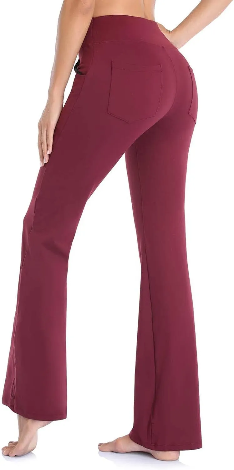 CRNTCEM Womens Slim Fit Flare Yoga Pants High Waist Tummy Control Workout Casual Bootcut Pants Shaping Skinny Sports Pants