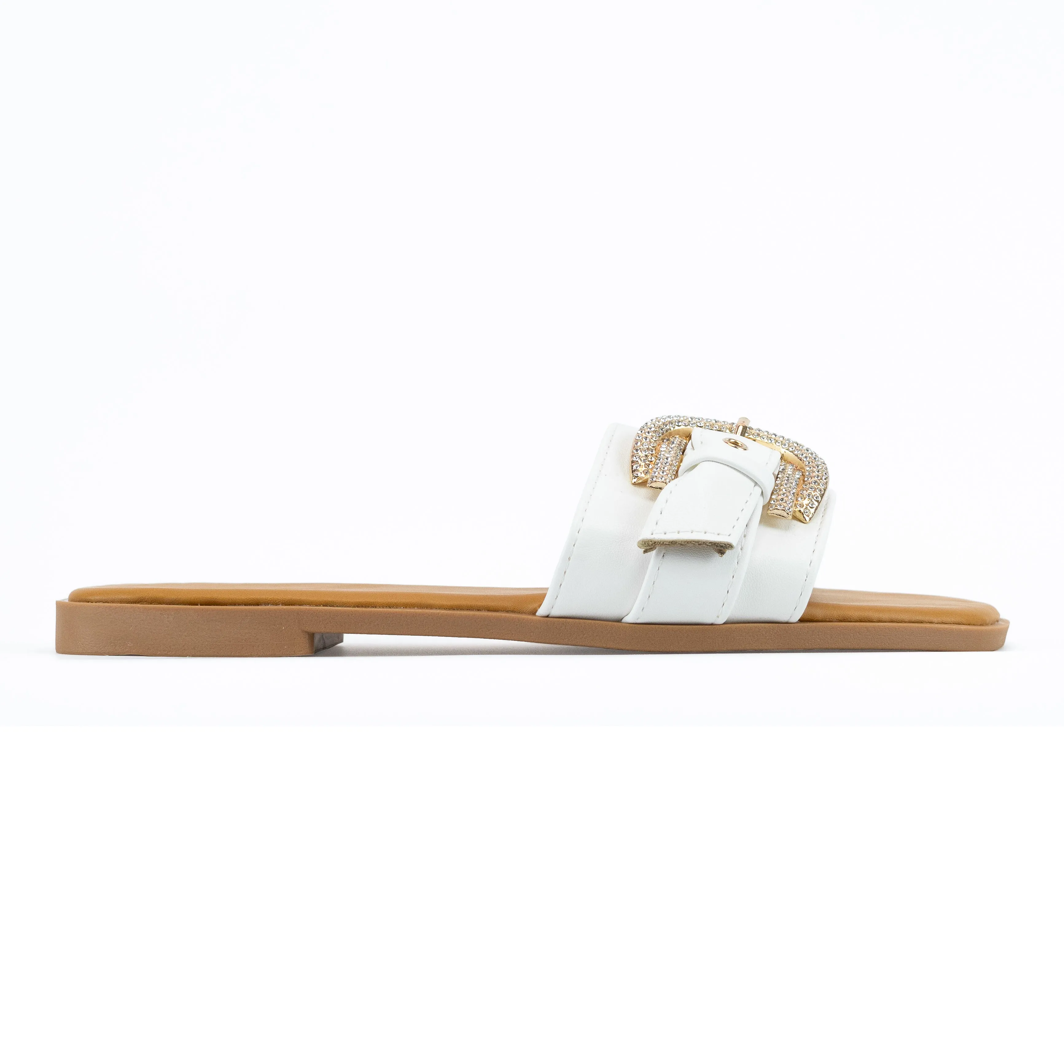 Dubai - Women's Embellished Slip-On Sandals, Stylish Hardware Details, Lightweight Summer Footwear, Perfect for Casual or Dressy Outings