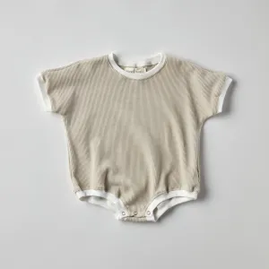 Ezra Waffle Romper in Light Grey