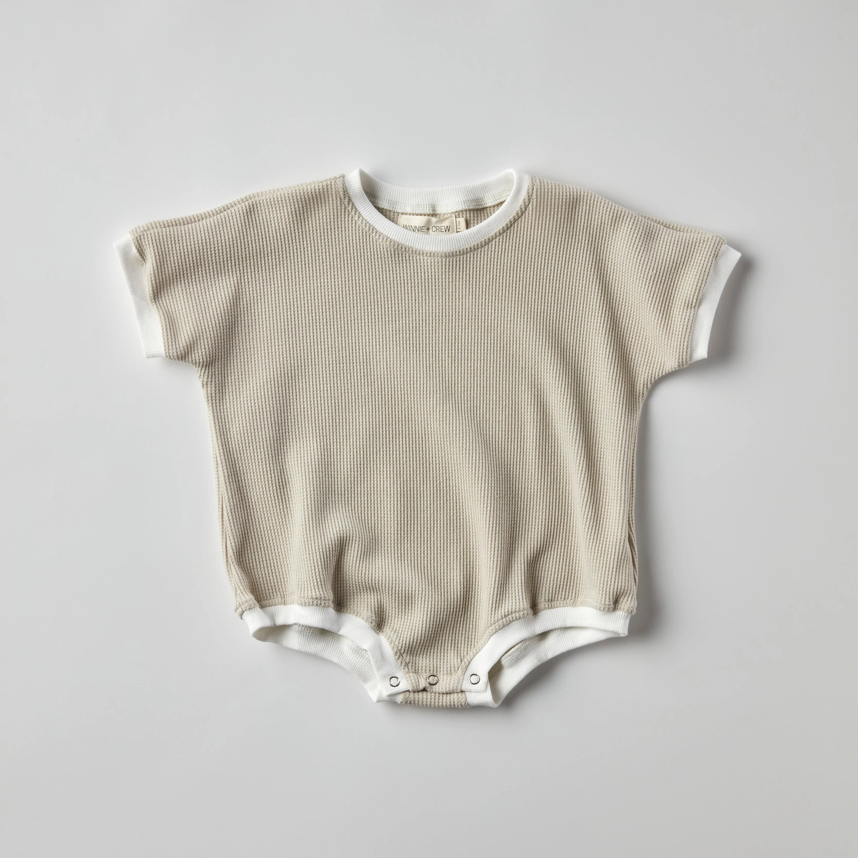 Ezra Waffle Romper in Light Grey