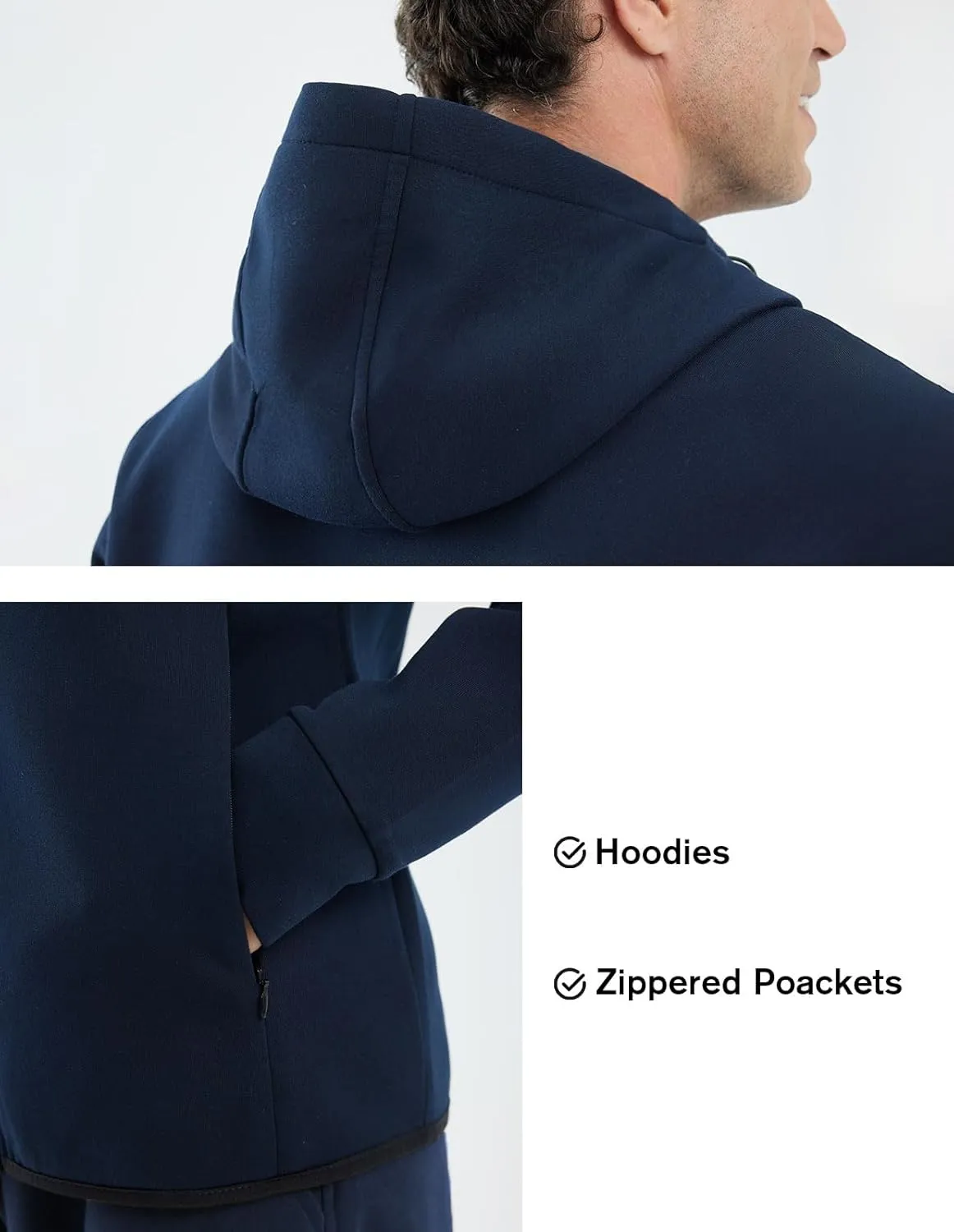 fit space Athleisure Zip Hoodie & Turtleneck Sweatshirt for Men,Scuba Neck Pullover with Zipper Pockets