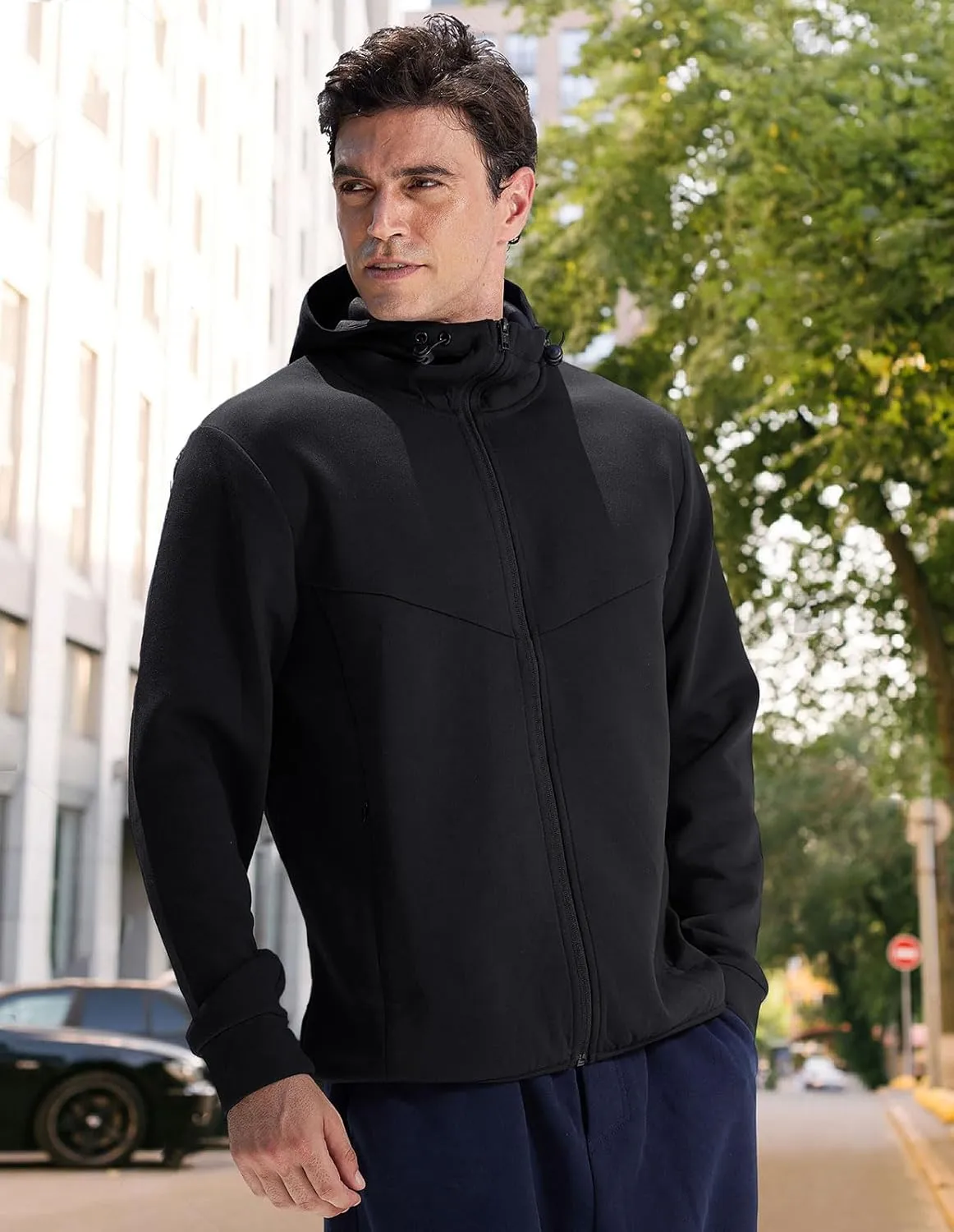fit space Athleisure Zip Hoodie & Turtleneck Sweatshirt for Men,Scuba Neck Pullover with Zipper Pockets