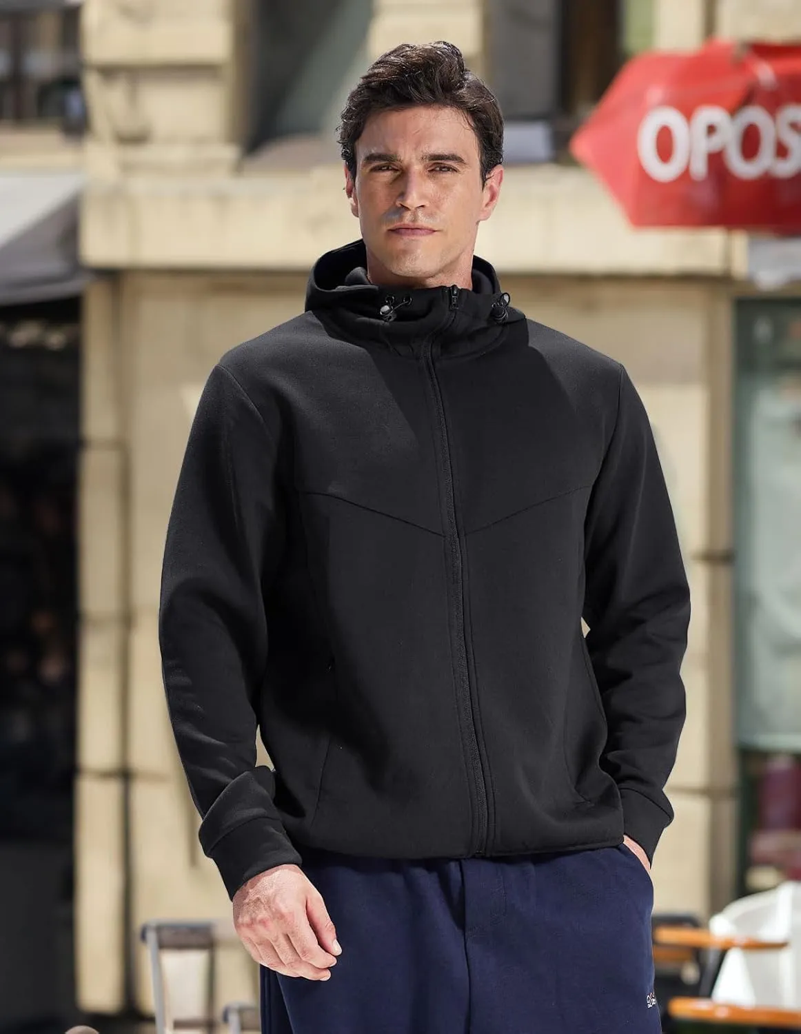 fit space Athleisure Zip Hoodie & Turtleneck Sweatshirt for Men,Scuba Neck Pullover with Zipper Pockets