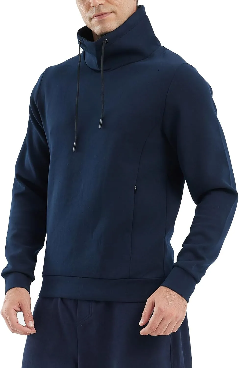 fit space Athleisure Zip Hoodie & Turtleneck Sweatshirt for Men,Scuba Neck Pullover with Zipper Pockets
