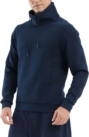 fit space Athleisure Zip Hoodie & Turtleneck Sweatshirt for Men,Scuba Neck Pullover with Zipper Pockets