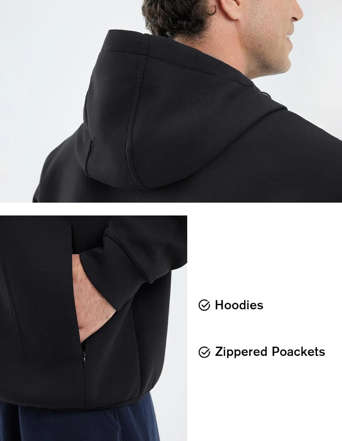 fit space Athleisure Zip Hoodie & Turtleneck Sweatshirt for Men,Scuba Neck Pullover with Zipper Pockets