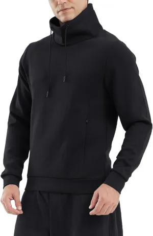 fit space Athleisure Zip Hoodie & Turtleneck Sweatshirt for Men,Scuba Neck Pullover with Zipper Pockets