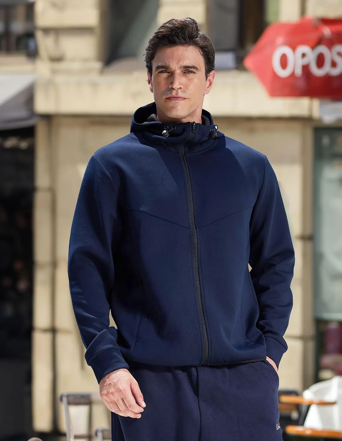 fit space Athleisure Zip Hoodie & Turtleneck Sweatshirt for Men,Scuba Neck Pullover with Zipper Pockets