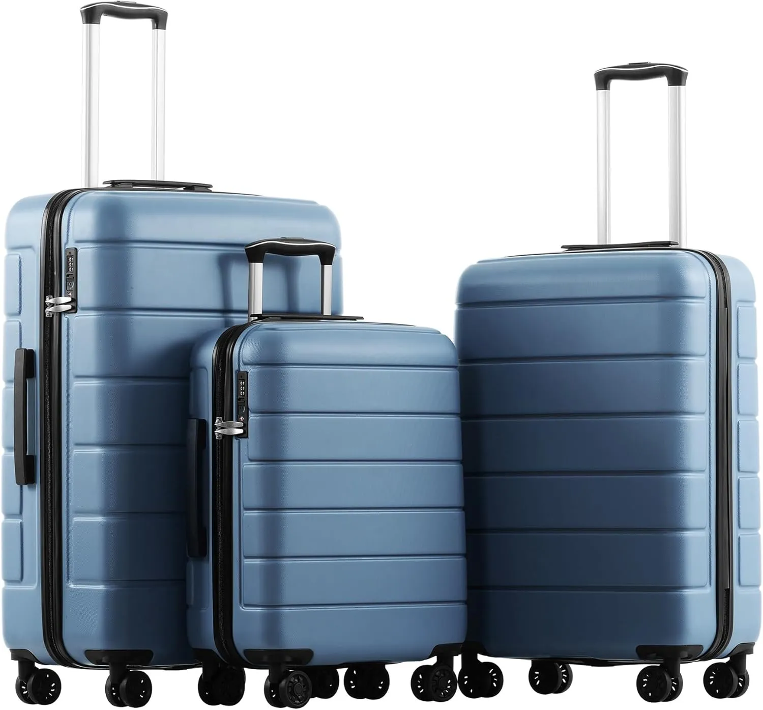 FORESEE 3 Piece Luggage Set, ABS Lightweight Carry on Suitcase Sets with Spinner Wheels, & TSA Lock, Hard Shell Luggage Sets for Travel Business 20/24/28 inch, Navy Blue