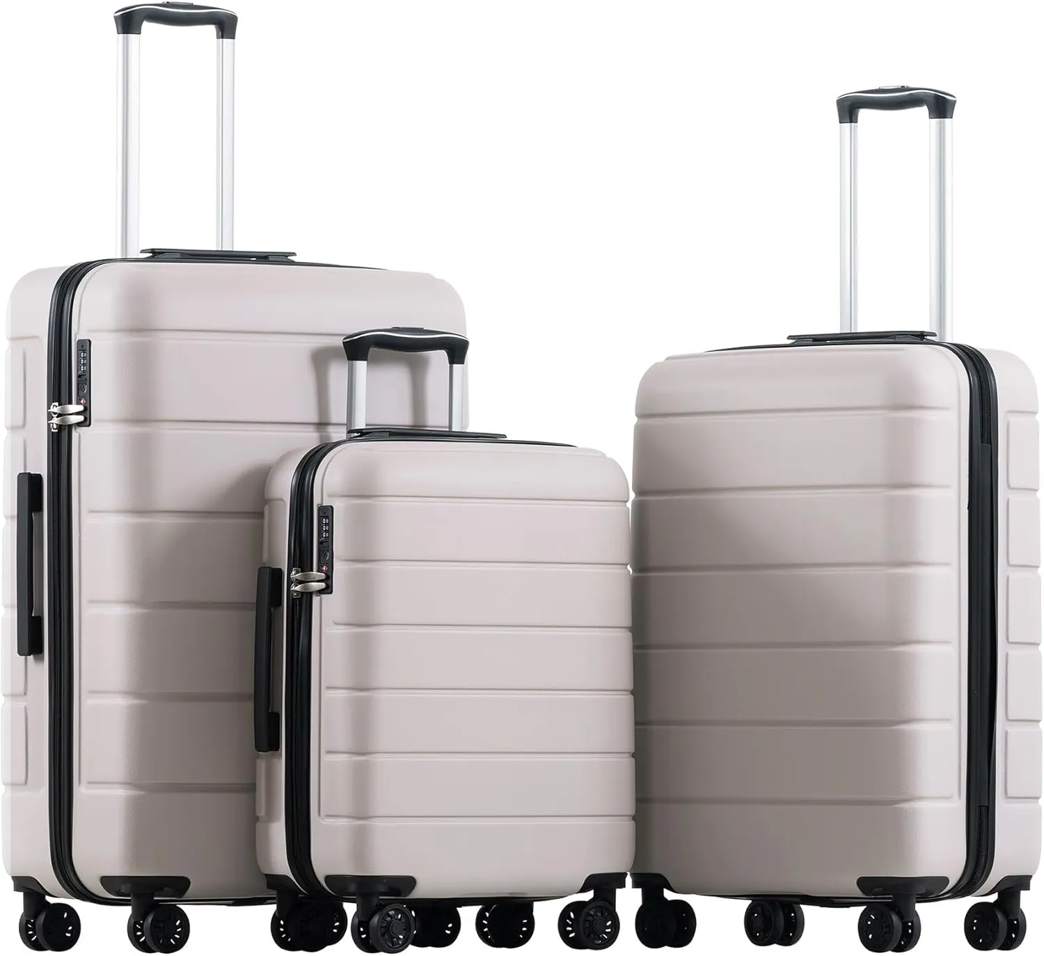 FORESEE 3 Piece Luggage Set, ABS Lightweight Carry on Suitcase Sets with Spinner Wheels, & TSA Lock, Hard Shell Luggage Sets for Travel Business 20/24/28 inch, White