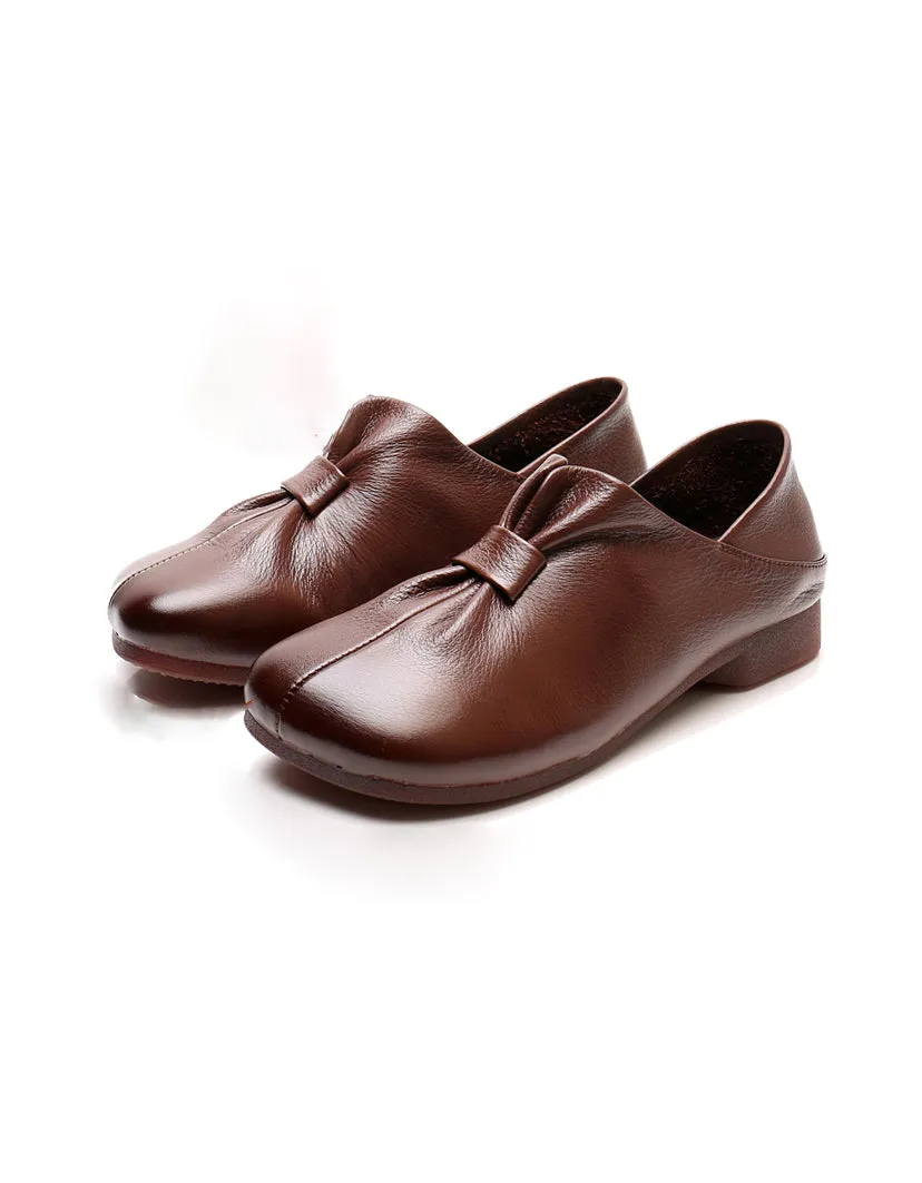 Front Folding Soft Leather Flat Shoes 35-43