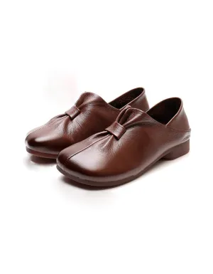 Front Folding Soft Leather Flat Shoes 35-43