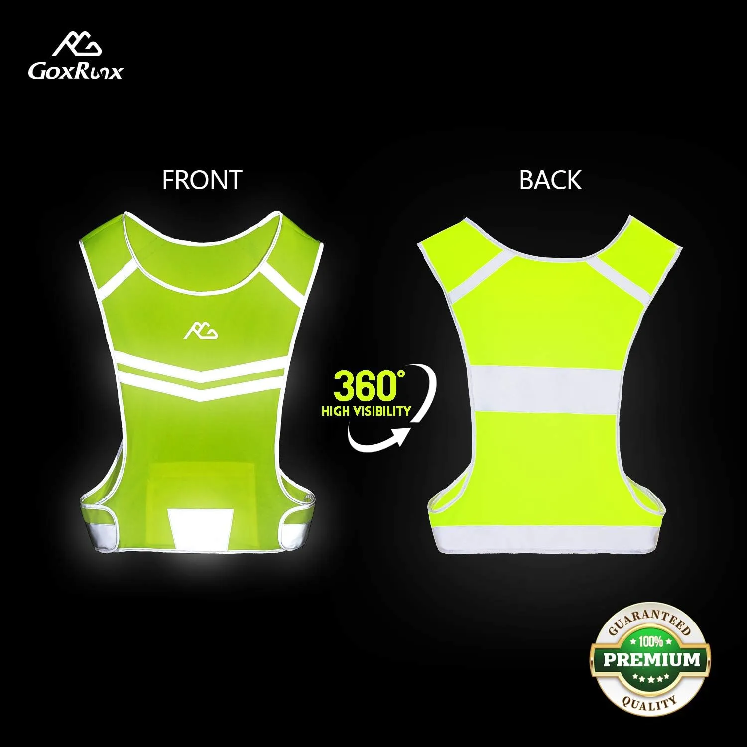 GoxRunx Reflective Running Vest Gear Cycling Motorcycle Reflective Vest,High Visibility Night Running Safety Vest