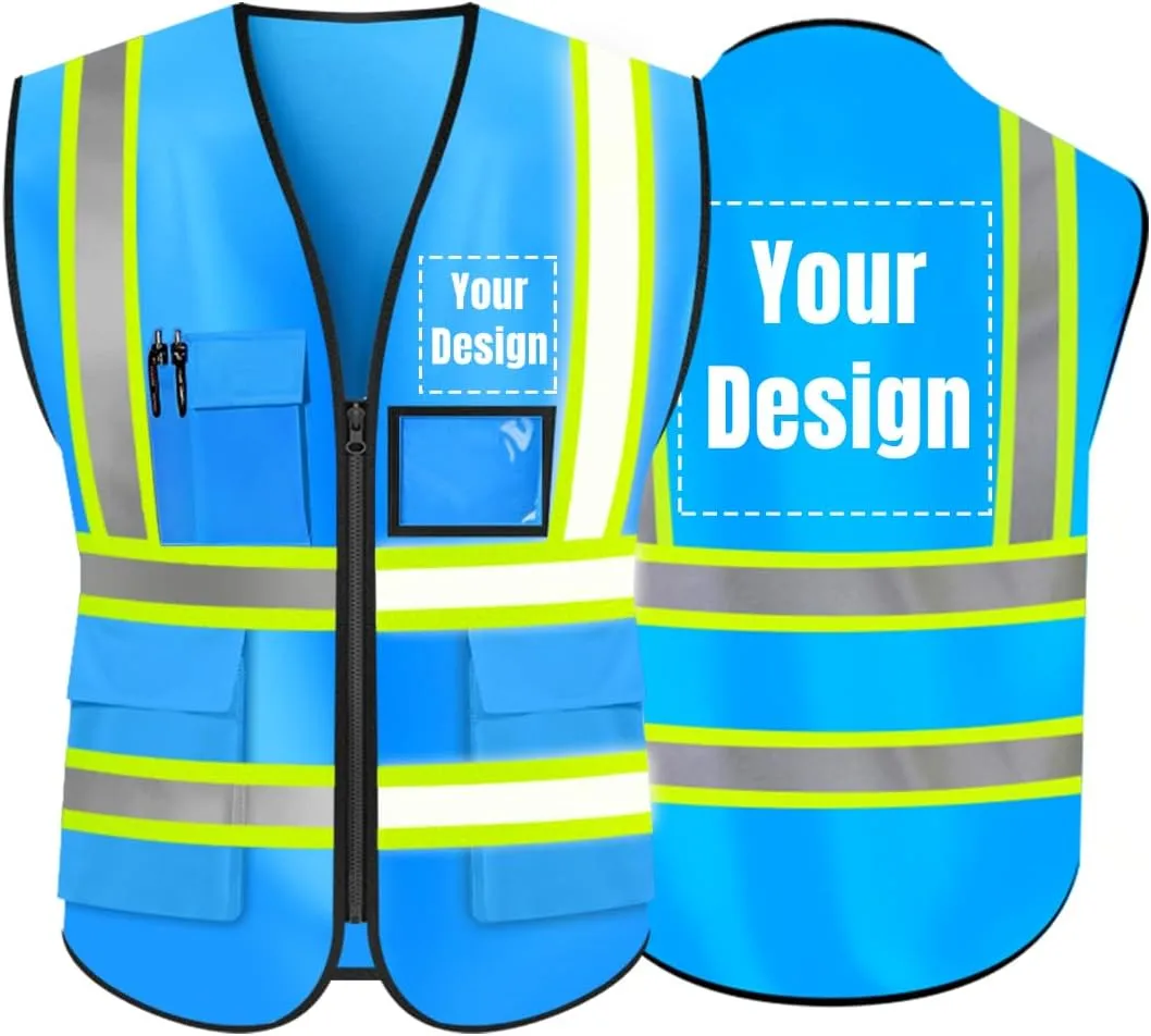 High Visibility Reflective Safety Vest Customize Logo With 5 Pockets Hi Vis Vest Outdoor Protective Workwear