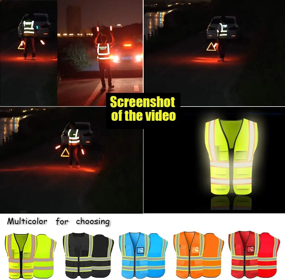 High Visibility Reflective Safety Vest Customize Logo With 5 Pockets Hi Vis Vest Outdoor Protective Workwear