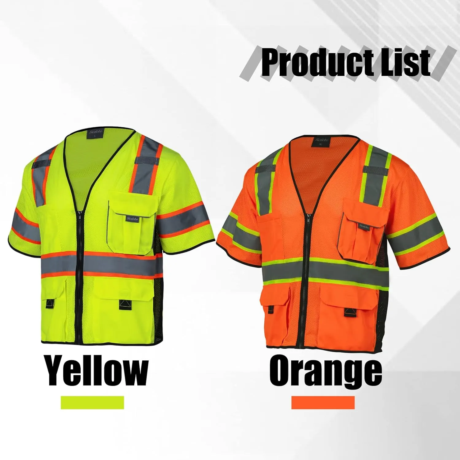 High Visibility Vest with Pockets Zipper for Men Women,Construction Vest with Reflective Strips,Hi Vis Class 3