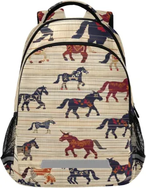 Horses School Backpack for Boys Girls Elementary School Bag Daypack,13L