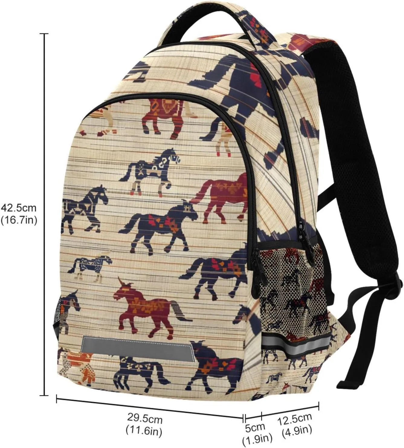 Horses School Backpack for Boys Girls Elementary School Bag Daypack,13L