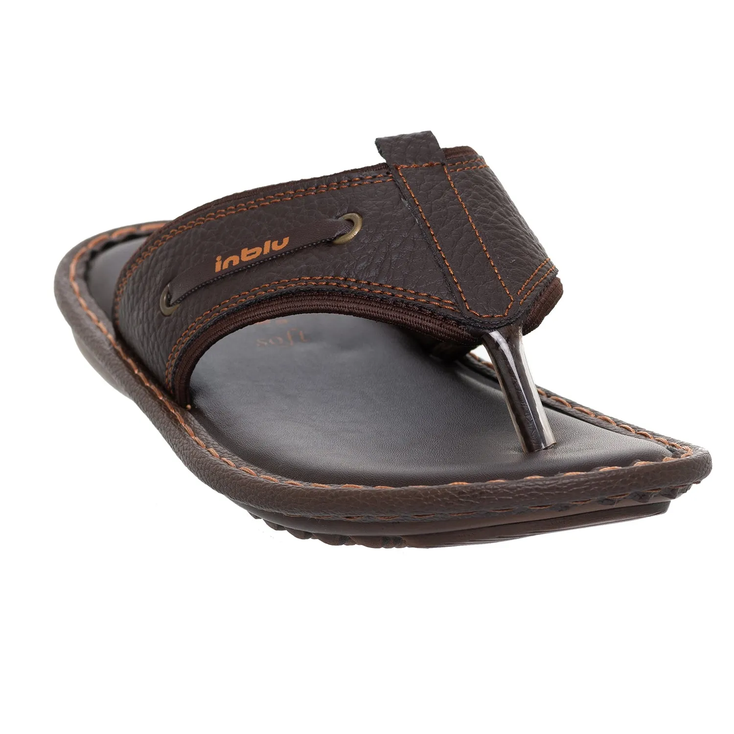 Inblu Men Brown Thong Style Flip-Flop with Textured Upper (AP75_BROWN)