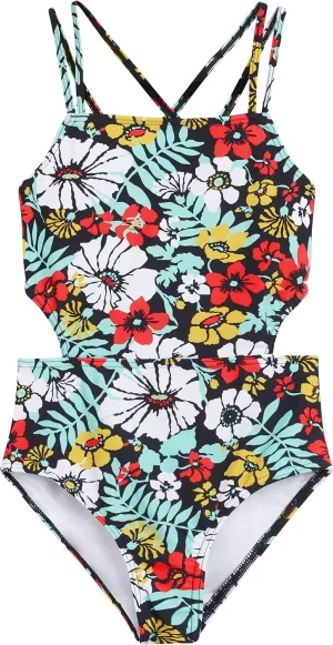 Kanu Surf Girls' Beach Sport Cut-Out One Piece Swimsuit