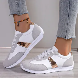 Lightweight Casual Sneakers For Women Fashion Flat Heels Lace Up Walking Shoes Woman Comfortable Soft Sole Sports Flats Trainers