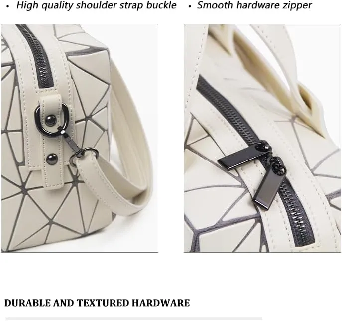 Luminous Geometric Backpacks Women Holographic Reflective Bags Handbags Holographic Reflective Bags Iridescent Backpack (BB1068-Milk tea)