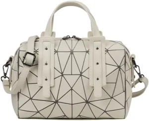 Luminous Geometric Backpacks Women Holographic Reflective Bags Handbags Holographic Reflective Bags Iridescent Backpack (BB1068-Milk tea)