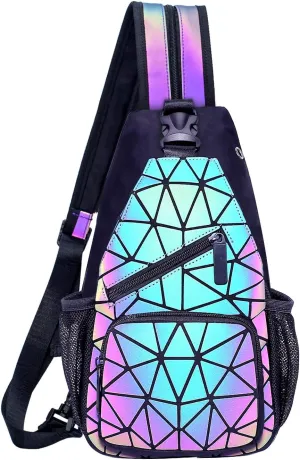Luminous Geometric Backpacks Women Holographic Reflective Bags Handbags Holographic Reflective Bags Iridescent Backpack (BB19011-01)