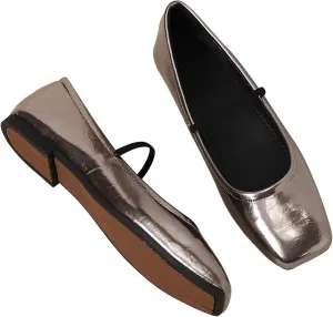 LUXINYU Womens Mary Jane Shoes Comfortable Strap Flats Dressy Square Toe Flats Casual Ballet Flats for Women