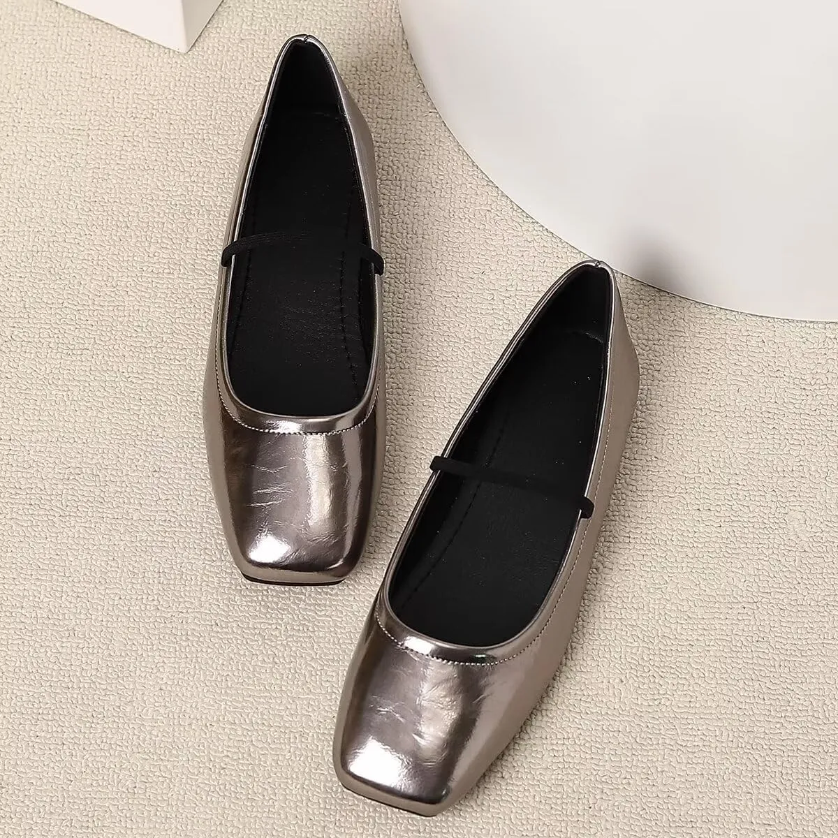 LUXINYU Womens Mary Jane Shoes Comfortable Strap Flats Dressy Square Toe Flats Casual Ballet Flats for Women